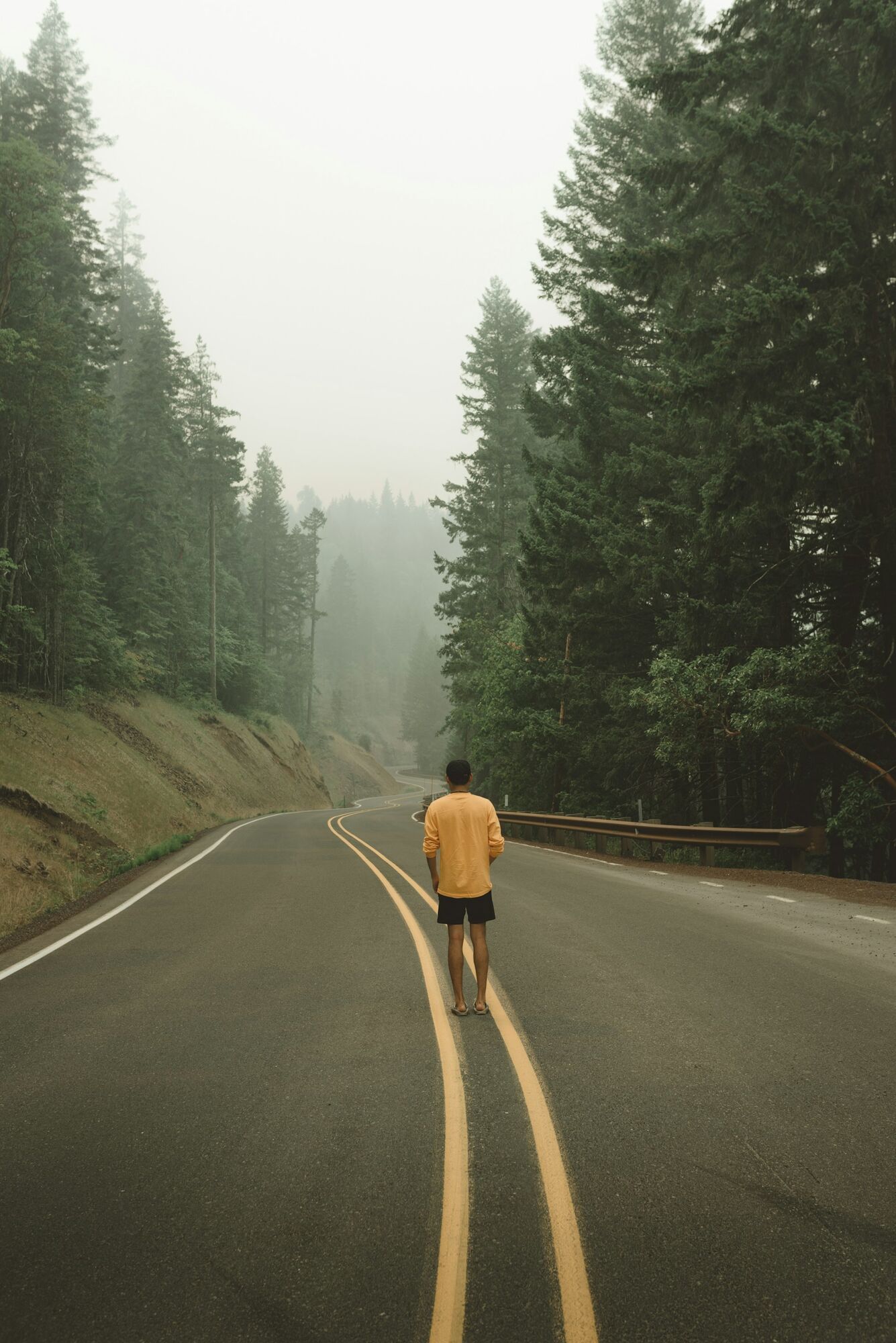 Une silhouette de coureur sur une route bordee de champs